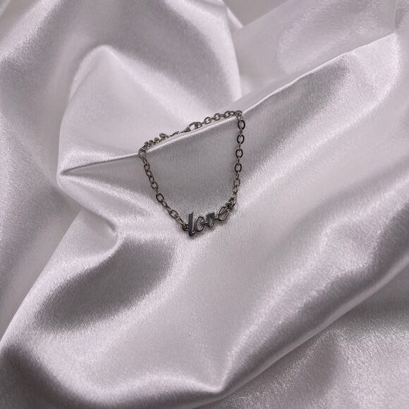 Macy's Women's Cursive Script Love Silver Bracelet - Picture 6 of 12